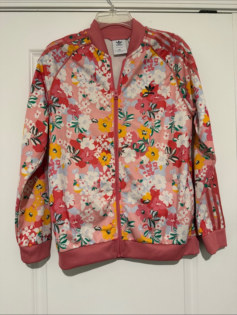 adidas Pink Floral Zip-Up Track Jacket